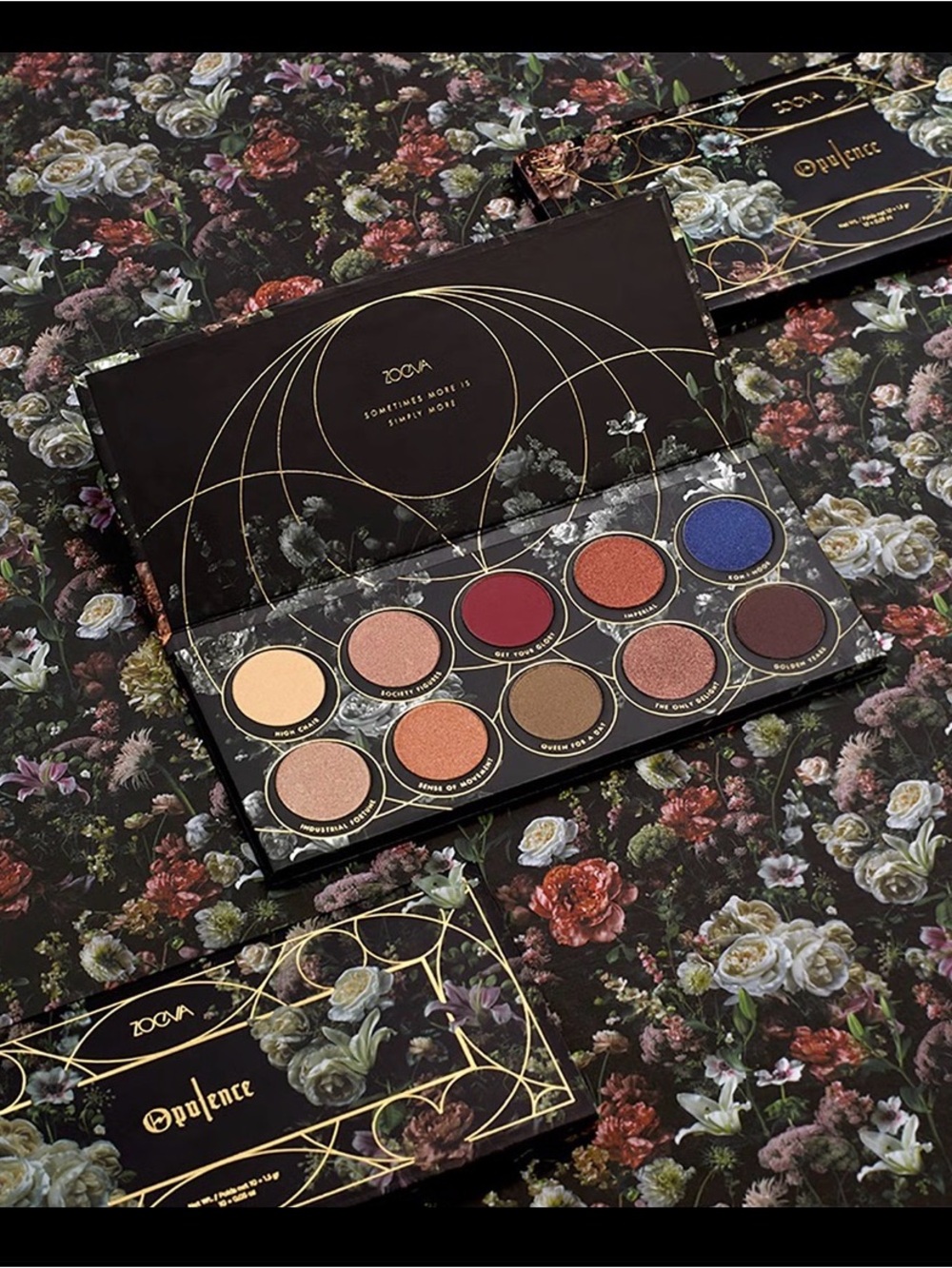ZOEVA Opulence Eyeshadow Palette — Cream, Pink, Red, Orange, Brown, Blue, Gold